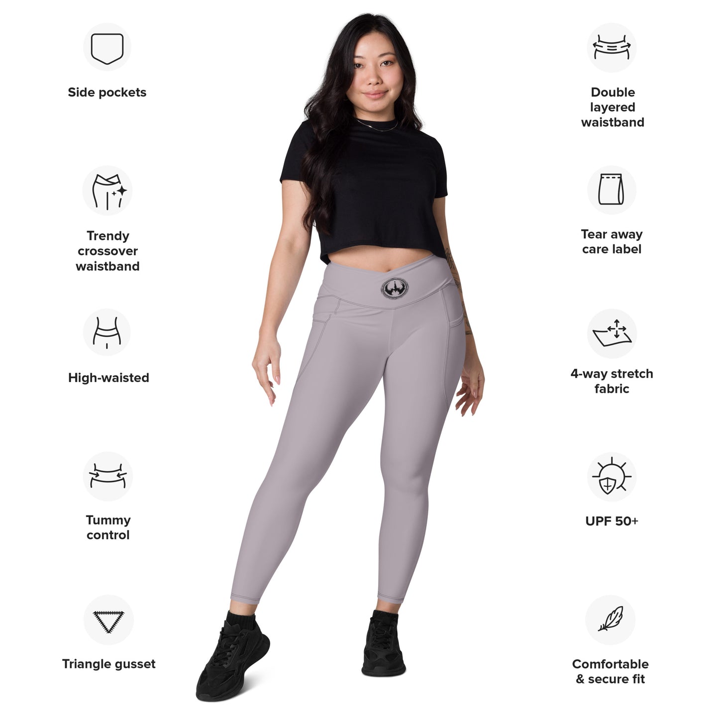Crossover leggings with pockets