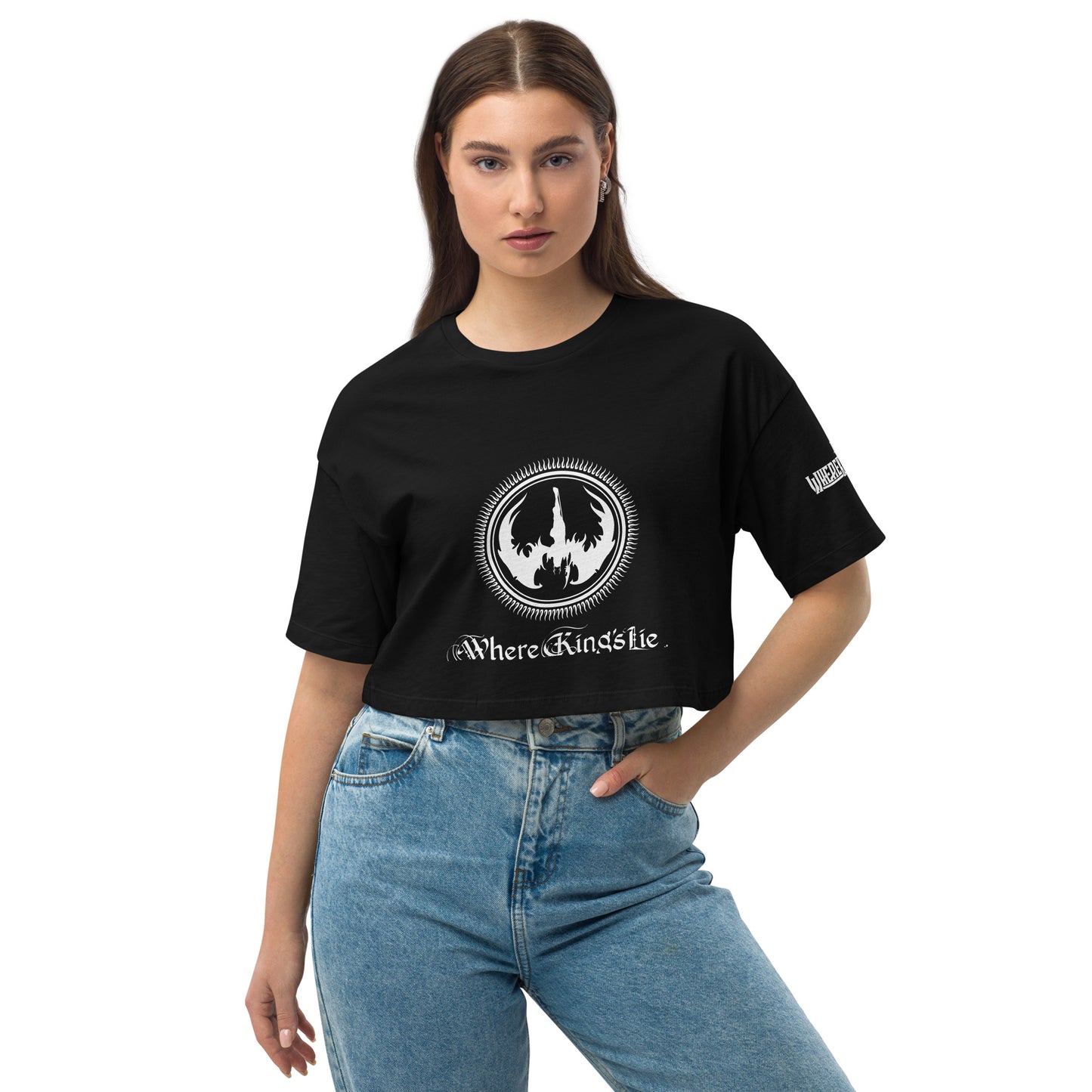 Loose drop shoulder crop top