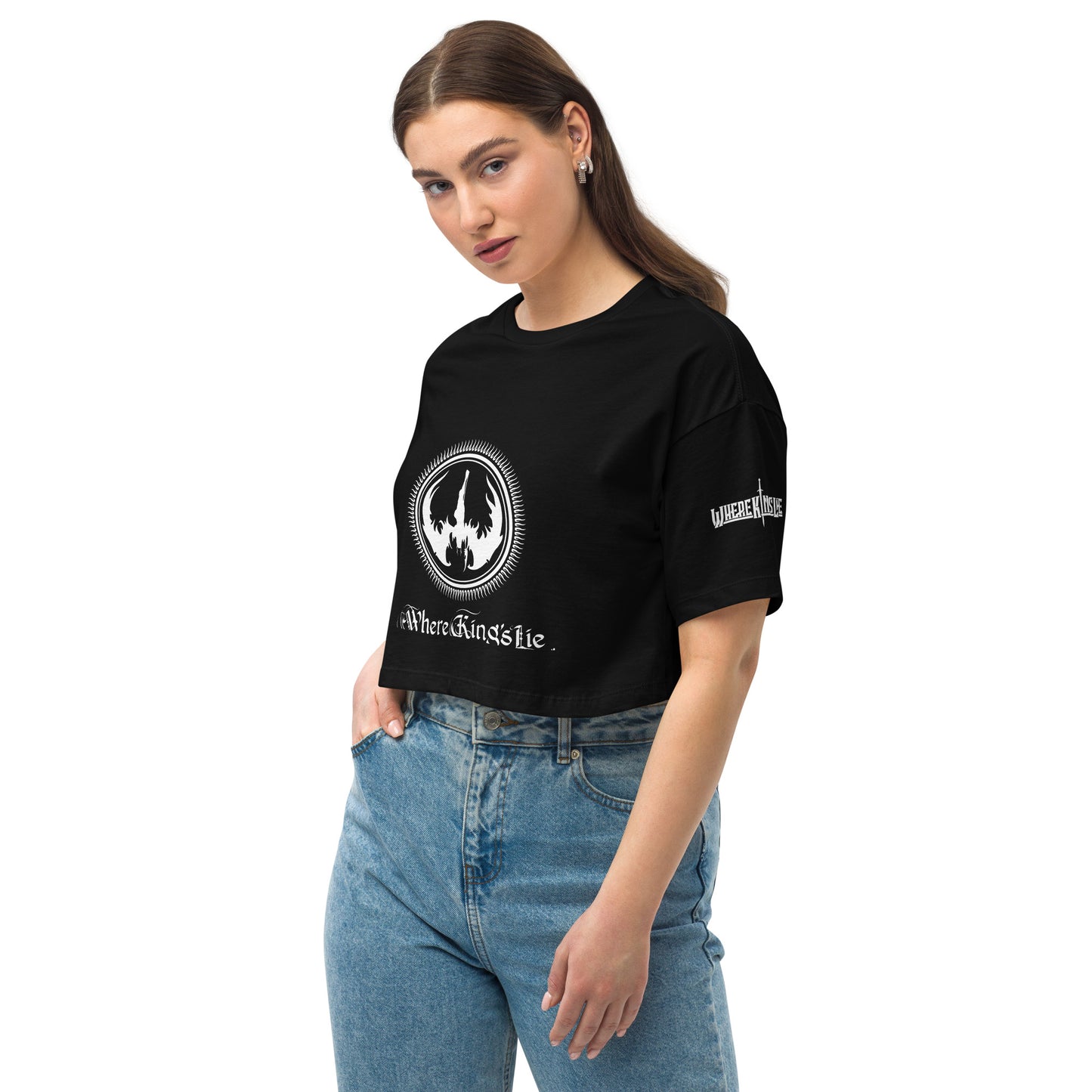 Loose drop shoulder crop top